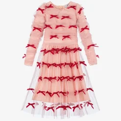 RaspberryPlum Girls Pink Tulle & Velvet Bow Dress Clearance