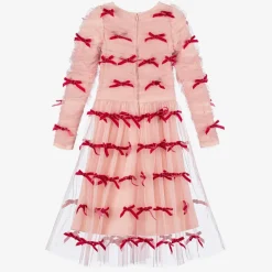 RaspberryPlum Girls Pink Tulle & Velvet Bow Dress Clearance