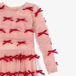 RaspberryPlum Girls Pink Tulle & Velvet Bow Dress Clearance