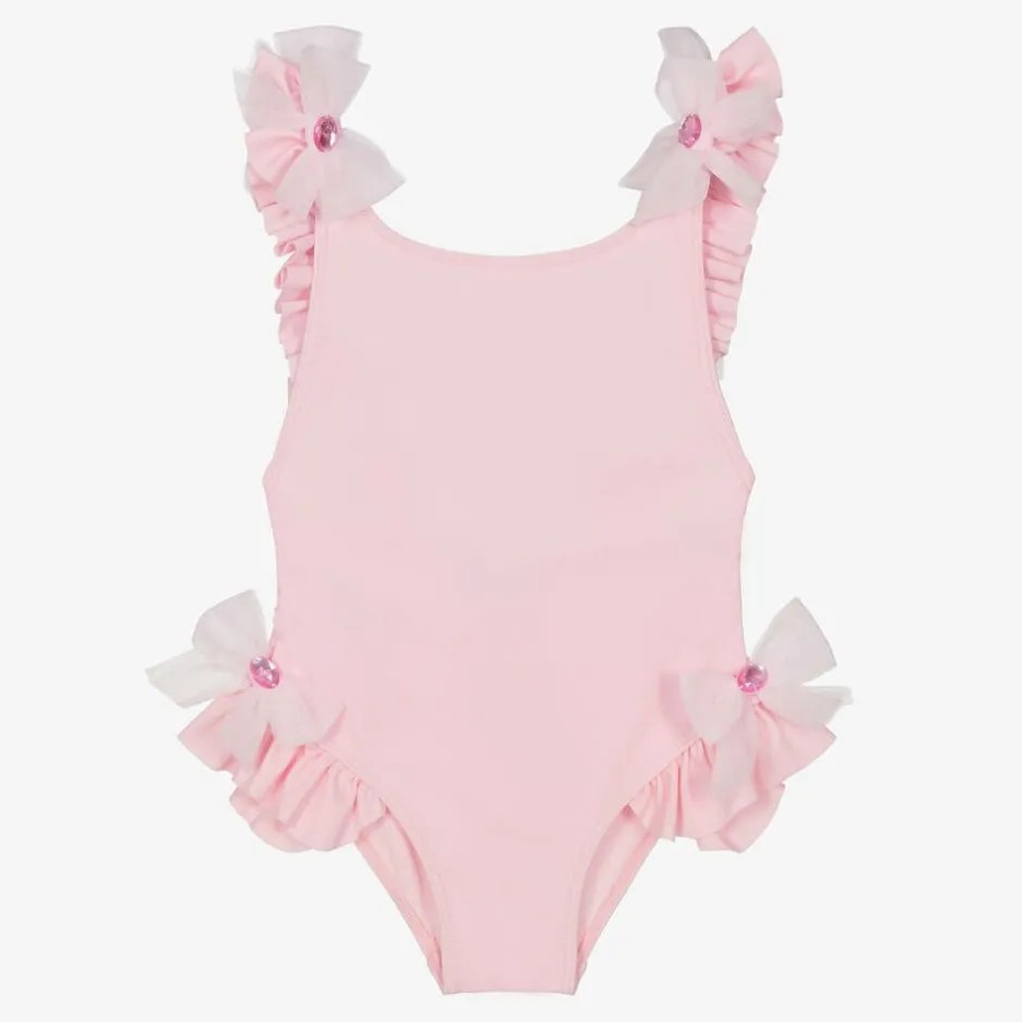 Selini Action Girls Pink Tulle Bow Swimsuit Hot