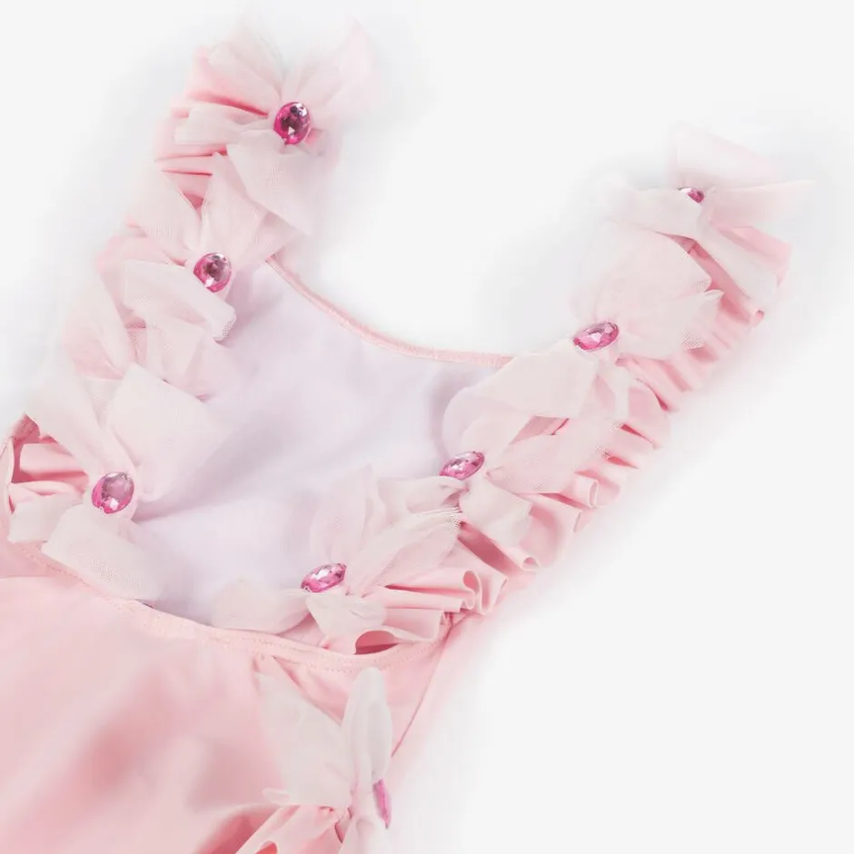 Selini Action Girls Pink Tulle Bow Swimsuit Hot
