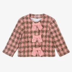 Phi Clothing Girls Pink Tweed Bow Jacket Best