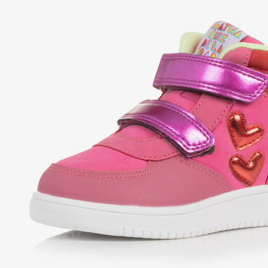 Agatha Ruiz de la Prada Girls Pink Velcro High-Top Trainers Online
