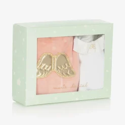Marie-Chantal Girls Pink Velour Angel Wings Babygrow Set Online