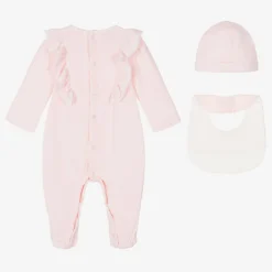 Paz Rodríguez Girls Pink Velour Babysuit Set Outlet