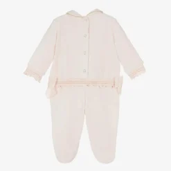 Lapin House Girls Pink Velour Ballerina Babygrow New