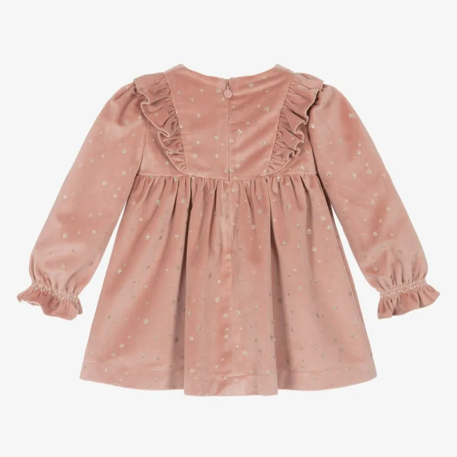 Mayoral Girls Pink Velour Star Dress Hot