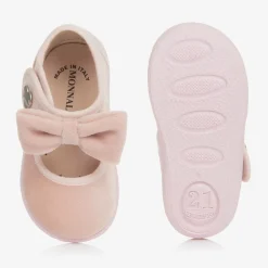 Monnalisa Girls Pink Velvet Bow Shoes Clearance