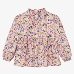 Il Gufo Girls Pink Viscose Floral Blouse Outlet