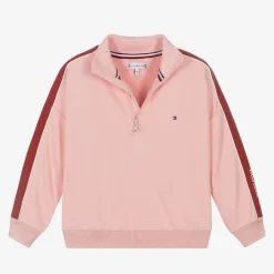 Tommy Hilfiger Girls Pink Viscose Half-Zip Sweatshirt Outlet