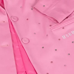 MSGM Girls Pink Viscose Rhinestone Blazer