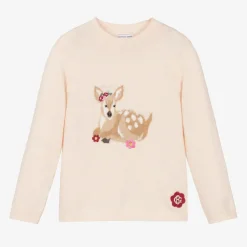 Beatrice amp; George Girls Pink Wool & Cashmere Deer Sweater Hot