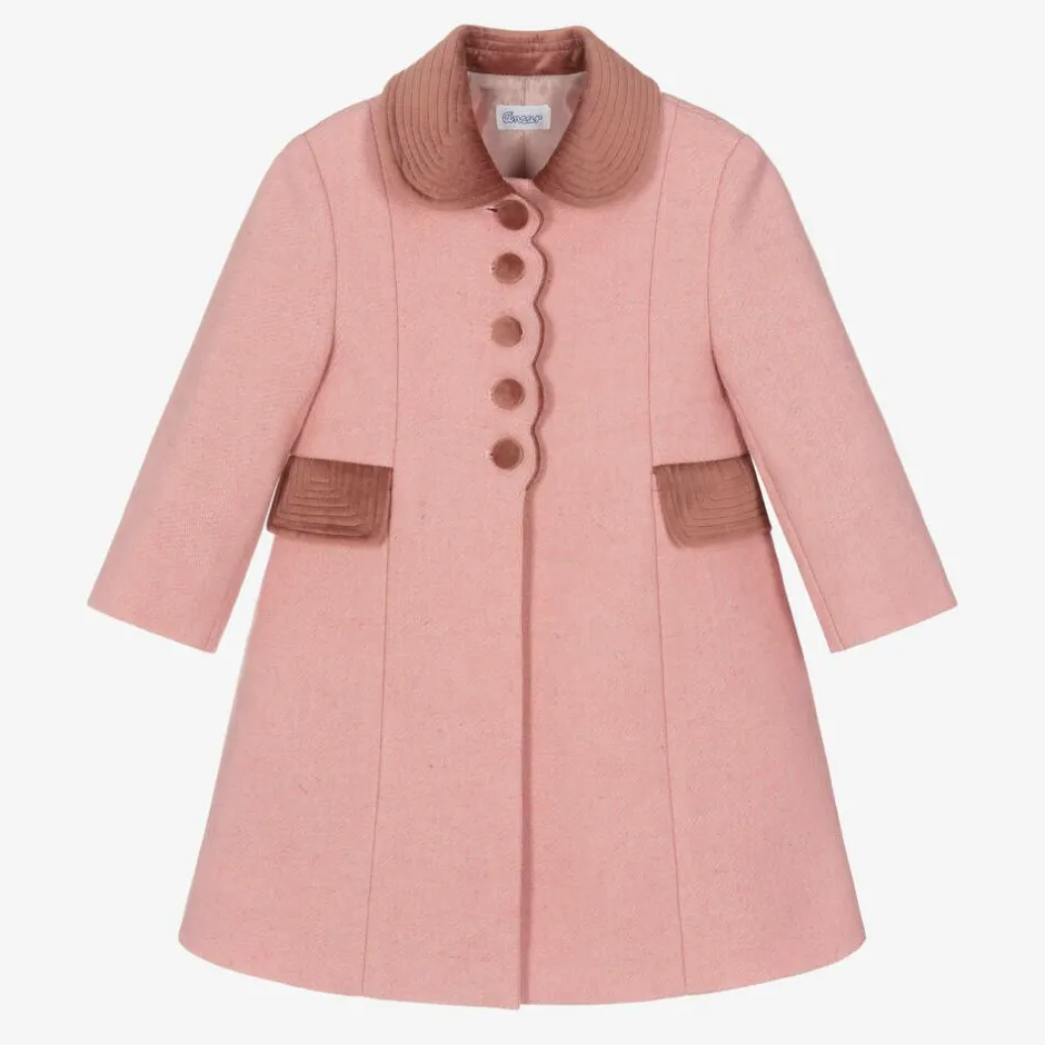Ancar Girls Pink Wool & Velvet Coat Sale