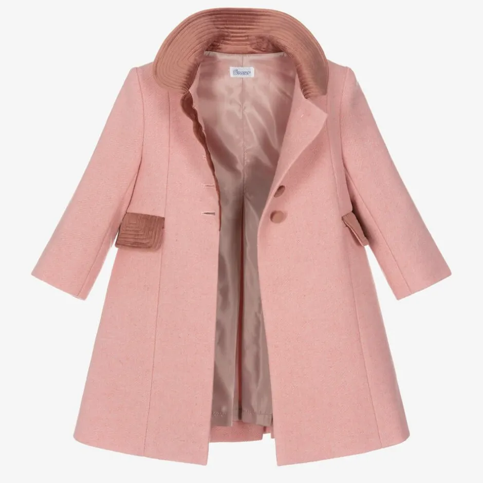 Ancar Girls Pink Wool & Velvet Coat Sale