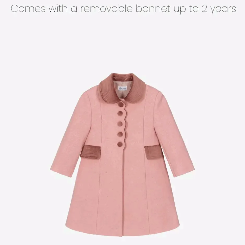 Ancar Girls Pink Wool & Velvet Coat Sale