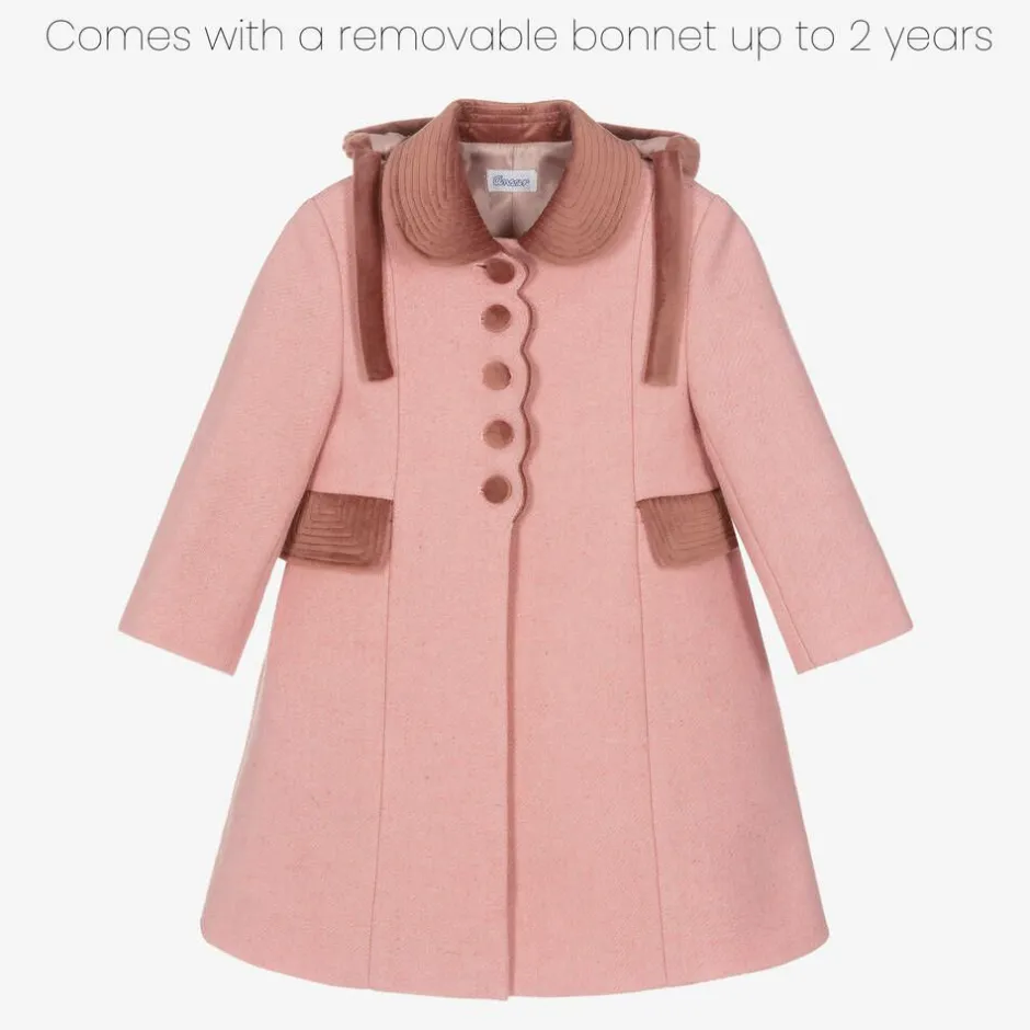 Ancar Girls Pink Wool & Velvet Coat Sale