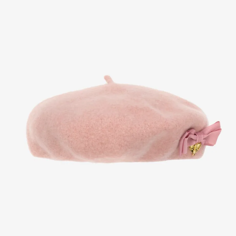 Angels Face Girls Wool Beret Pink Clearance