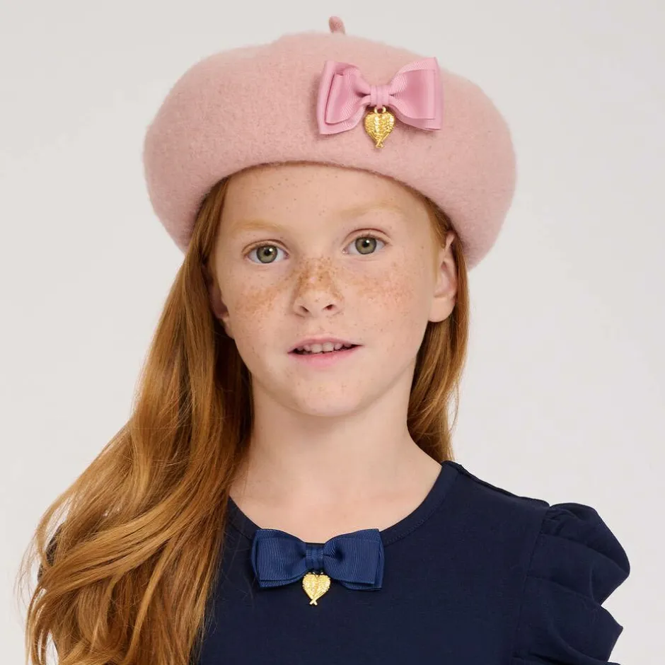 Angels Face Girls Wool Beret Pink Clearance