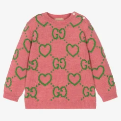 Gucci Girls Pink Wool GG Sweater New