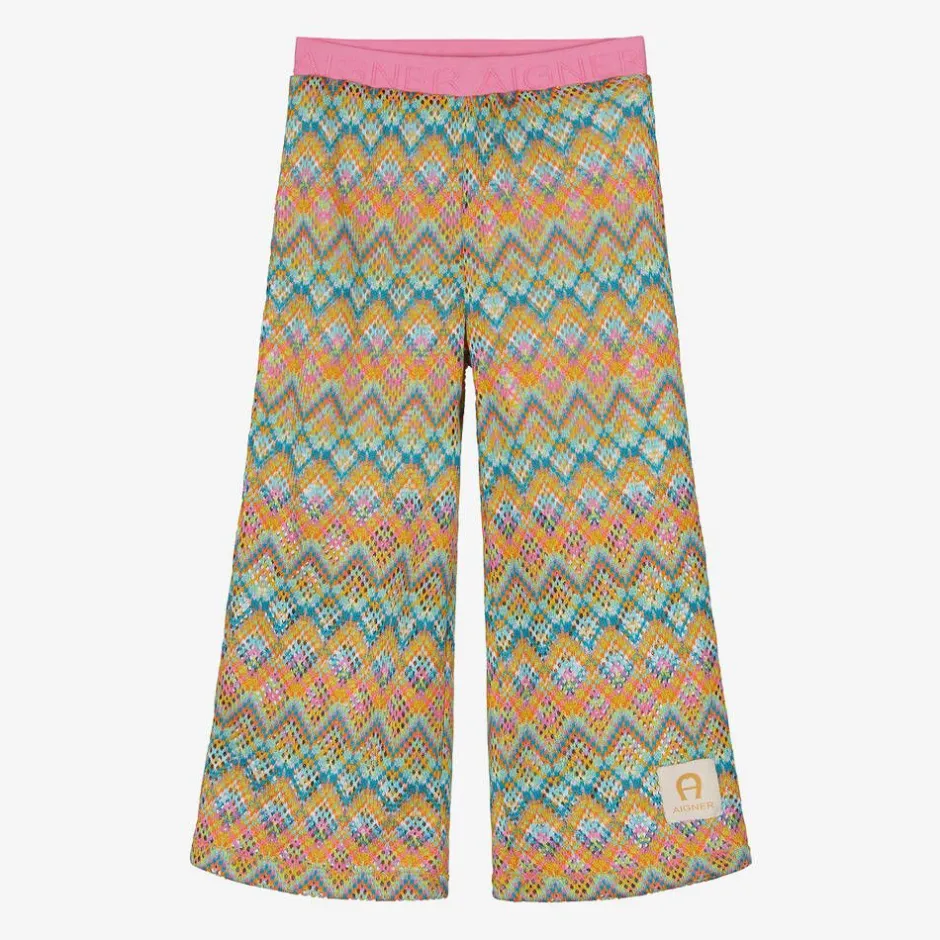 AIGNER Girls Pink ZigZag Wide-Leg Trousers