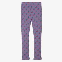 Bobo Choses Girls Purple Cotton Cherry Print Leggings Sale