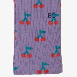 Bobo Choses Girls Purple Cotton Cherry Print Leggings Sale