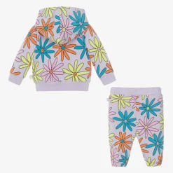 Stella McCartney Kids Girls Purple Cotton Flower Print Tracksuit Discount