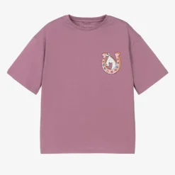 Stella McCartney Kids Girls Purple Cotton Horseshoe T-Shirt Online