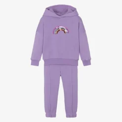 Joyday Girls Purple Cotton Sequin Rainbow Tracksuit Outlet
