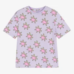 Stella McCartney Kids Girls Purple Cotton Star T-Shirt Hot