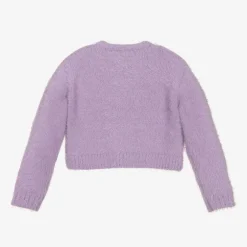Everything Must Change Girls Purple Fluffy Knit Cardigan Discount