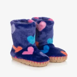 Hatley Girls Purple Heart Slippers