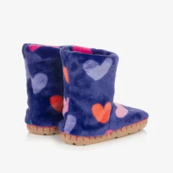 Hatley Girls Purple Heart Slippers