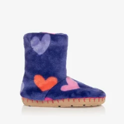 Hatley Girls Purple Heart Slippers