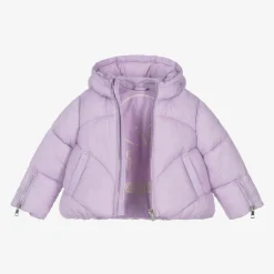 iDO Baby Girls Purple Hooded Puffer Jacket Clearance