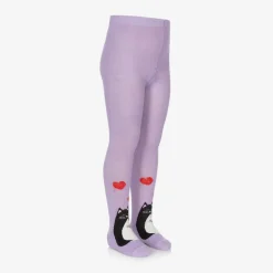 Wauw Capow Girls Purple Organic Cotton Cat Tights Sale