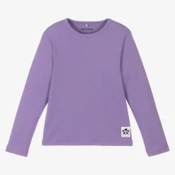 Mini Rodini Girls Purple Organic Cotton Ribbed Top