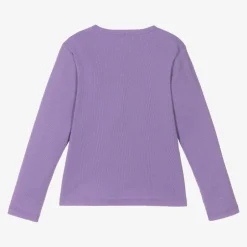 Mini Rodini Girls Purple Organic Cotton Ribbed Top