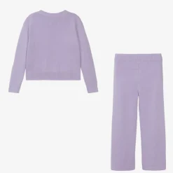Calvin Klein Girls Purple Organic Cotton Knitted Tracksuit Clearance
