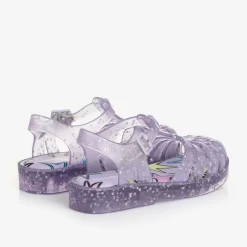 Mini Melissa Girls Purple Star Glitter Jelly Sandals