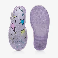 Mini Melissa Girls Purple Star Glitter Jelly Sandals