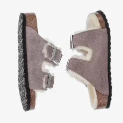 Birkenstock Girls Purple Suede & Shearling Sandals Online