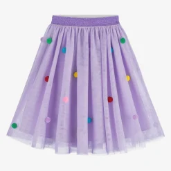 Stella McCartney Kids Girls Purple Tulle Pom-Pom Skirt Discount