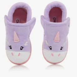 Chipmunks Girls Purple Unicorn Velcro Slippers Sale