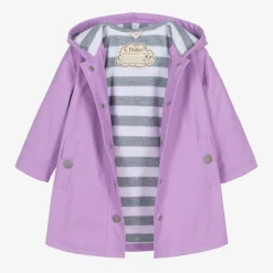 Little Blue House by Hatley Girls Purple Waterproof Raincoat New