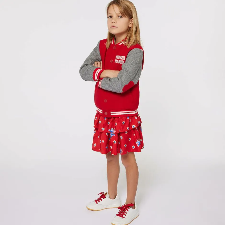 KENZO KIDS Girls Red & Grey K Flower Varsity Jacket Sale