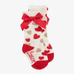 A Dee Girls Red & Ivory Cotton Socks Hot
