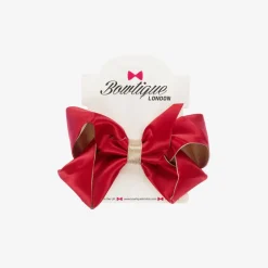 Bowtique London Girls Red & Gold Satin Bow Hair Clip (11cm) Online