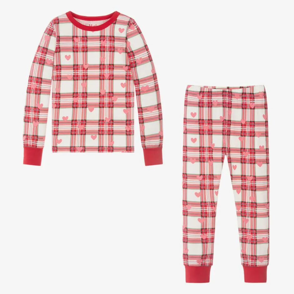 Hatley Girls Red Check Cotton Heart Pyjamas Online