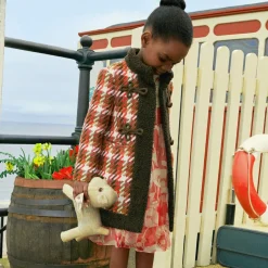 Gucci Girls Red Check Wool Coat Online